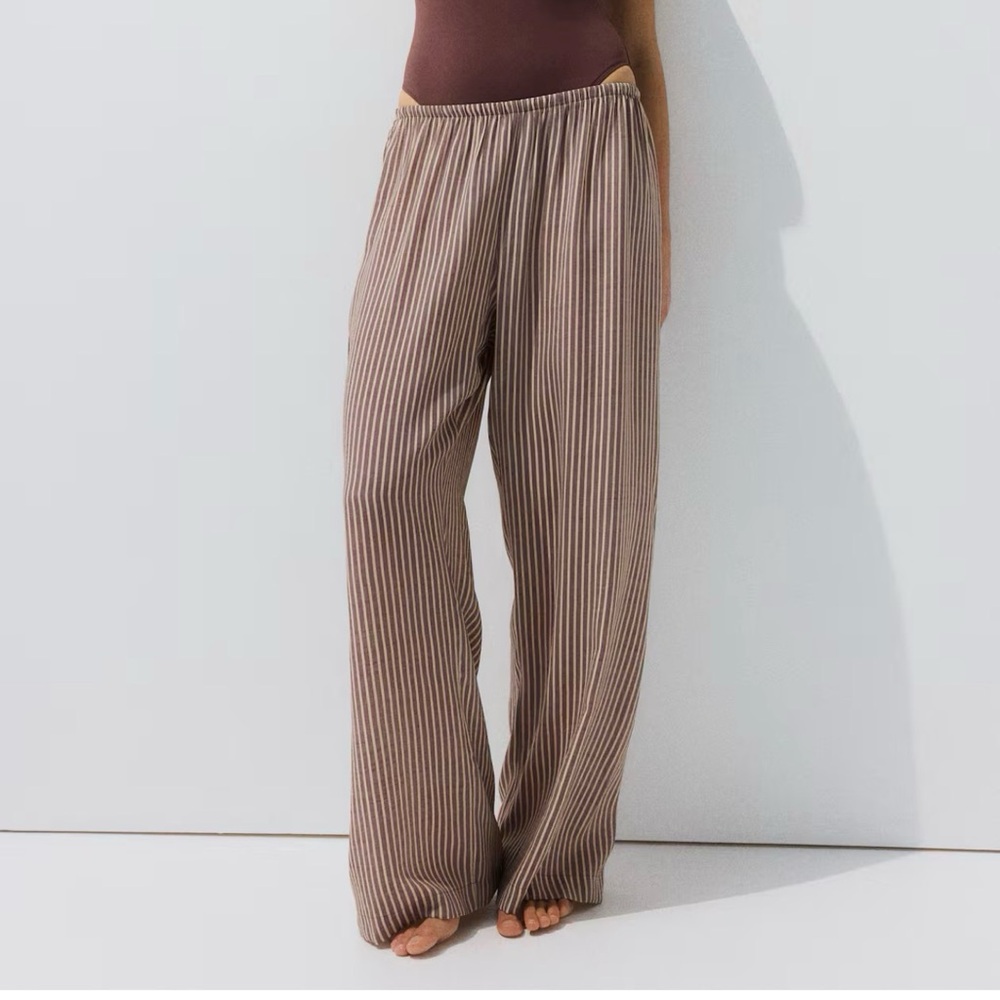 H&M Brown and Cream Striped Beach Pants